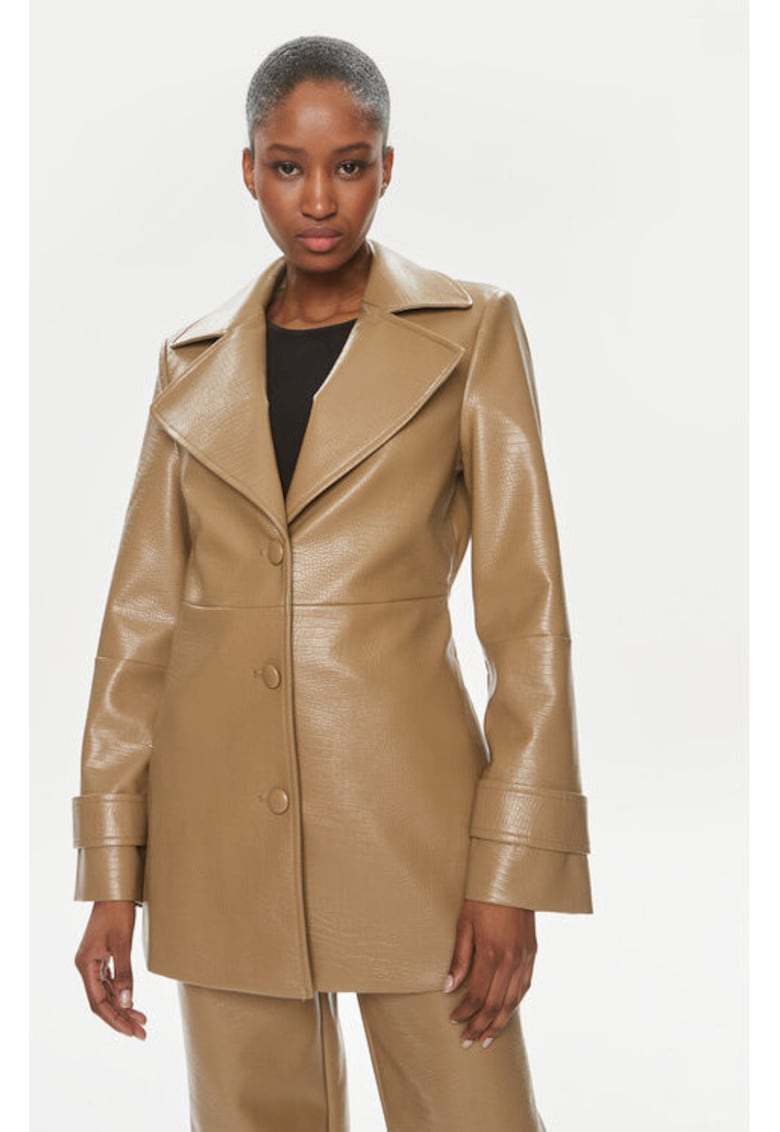 Дамско палто - Ротирано - 304120107 - Полиуретан - Кафяво - Кафяв ROTATE