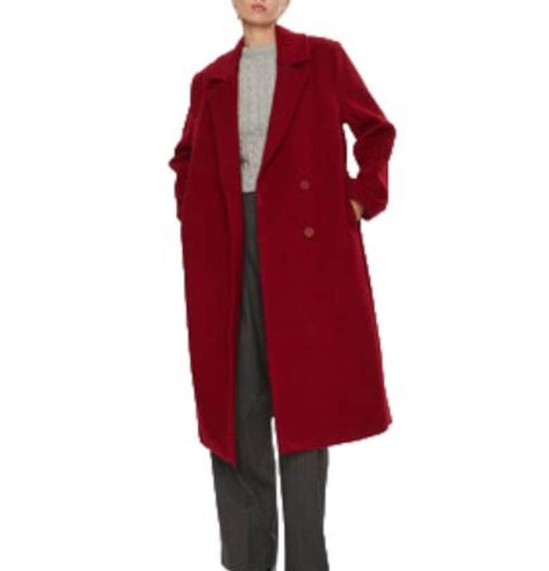 Дамско палто  червено - вълна и полиестер 2ndday