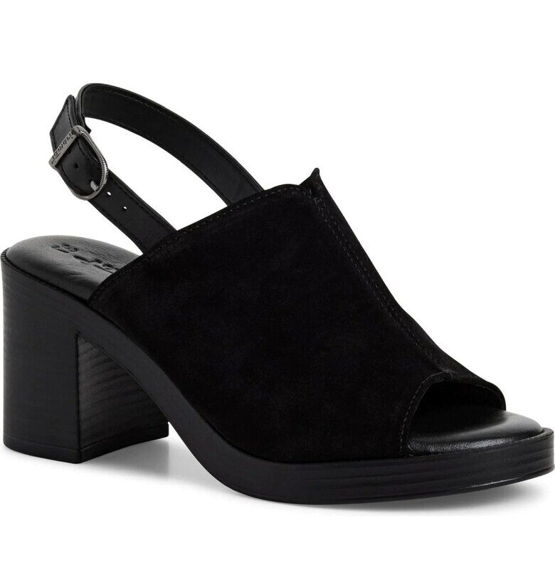 Дамско сабо на ток -  естествена кожа - черно Tamaris