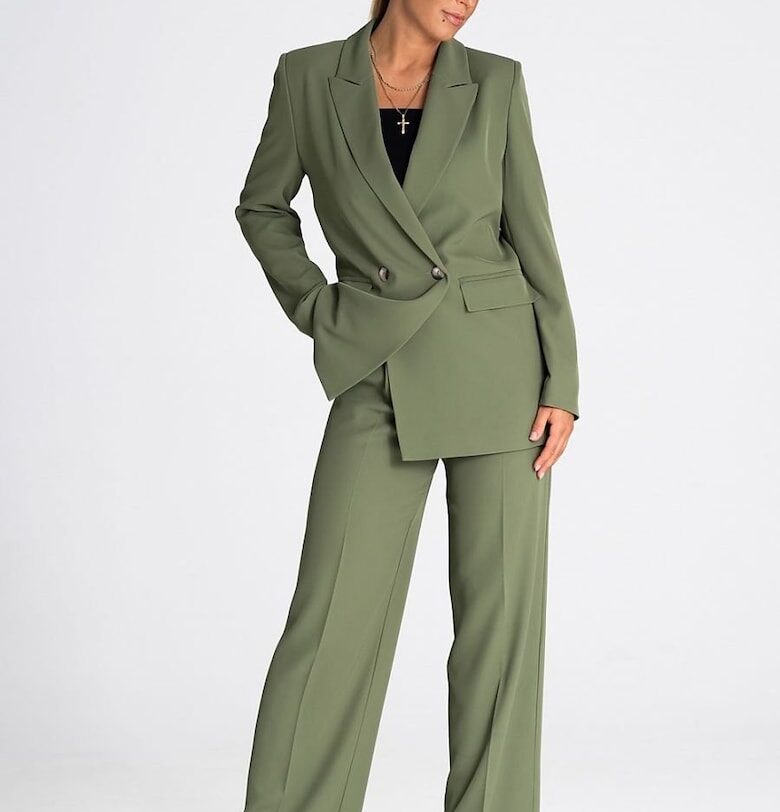 Дамско сако  елегантно - дълги ръкави - подплатено - полиестер - Зелен Figl