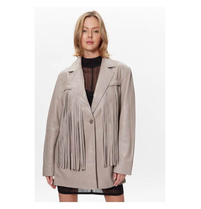 Дамско яке -  302083763 - Естествена кожа - Сив - Сив GESTUZ