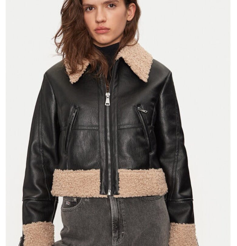 Дамско яке -  304295157 - Екокожа - Черно - Черен Sisley