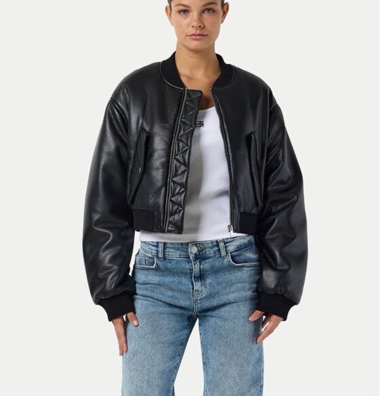 Дамско яке -  304689017 - Екокожа - Черно - Черен Noisy May