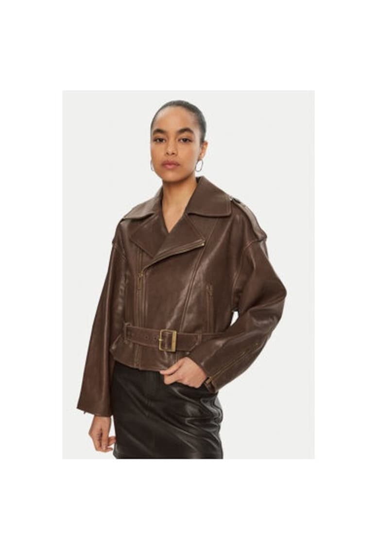 Дамско яке - 304760150 - Естествена кожа - Кафяв - Кафяв Miss Sixty