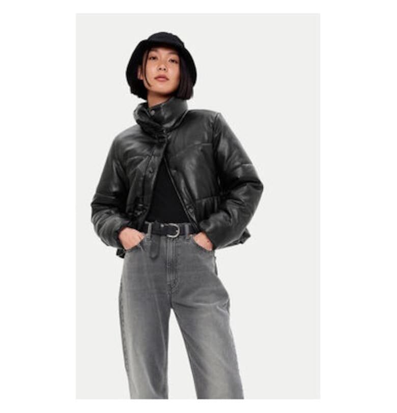 Дамско яке -  305017079 - Екокожа - Черно - Черен GAP