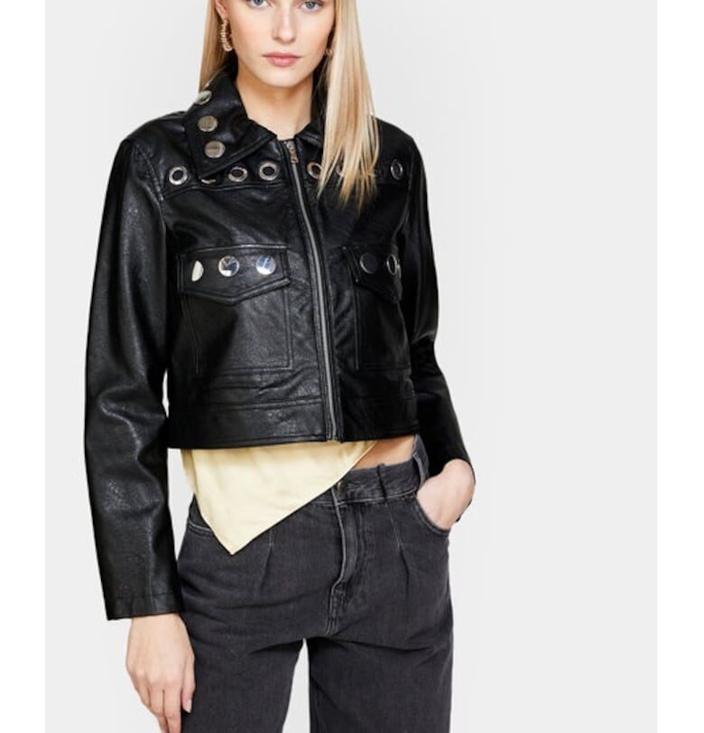 Дамско яке -  811907 - Черно - Еко кожа Sisley