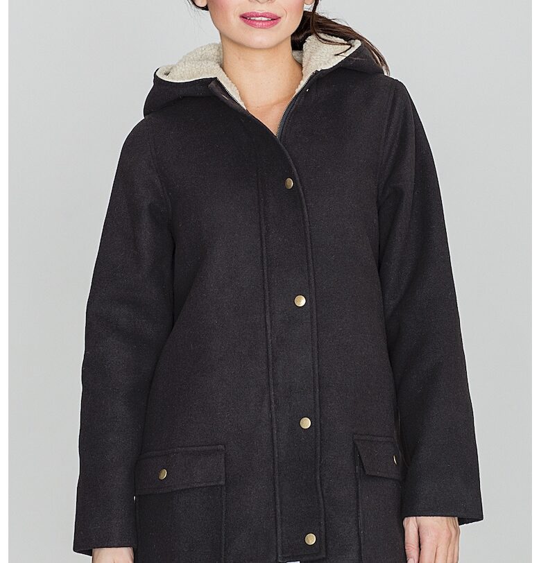 Дамско яке  K306 - черно - полиестер/вискоза - дълги ръкави - семпъл дизайн - Lenitif