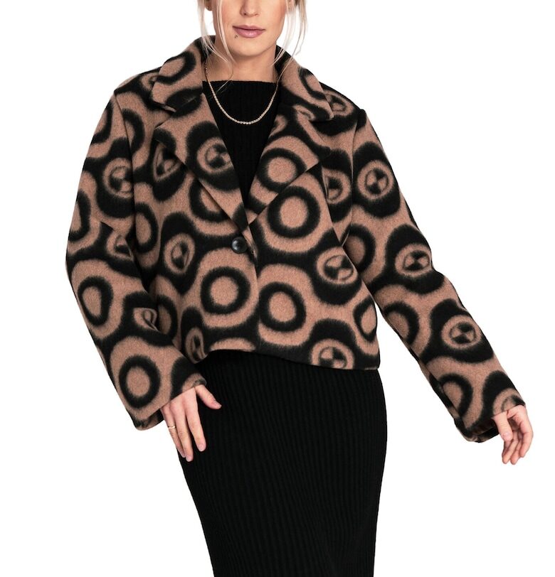 Дамско яке  M1117 - Полиестер - Бежово - С яка - SM Figl