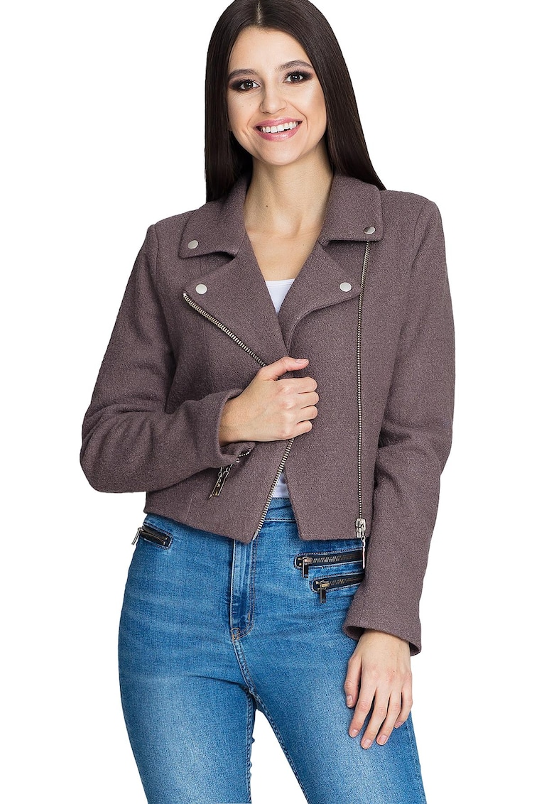 Дамско яке M607 - Полиестер/Вълна - Кафяво Figl