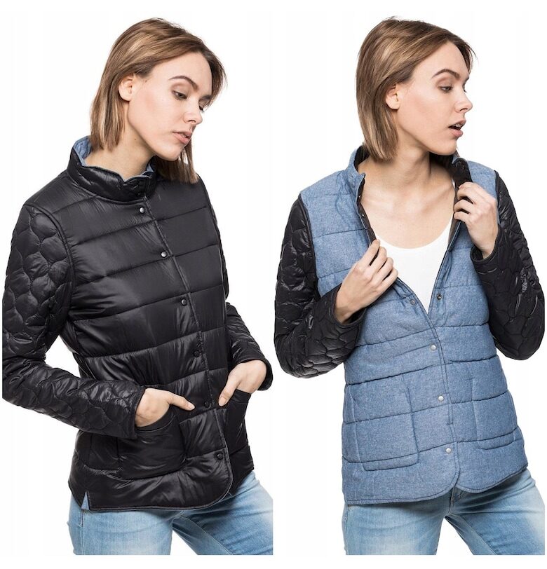 Дамско яке  REVERSIBLE JACKET XS - Преходно - Памук - Едноцветно - Без качулка - Копчета - Черно Wrangler
