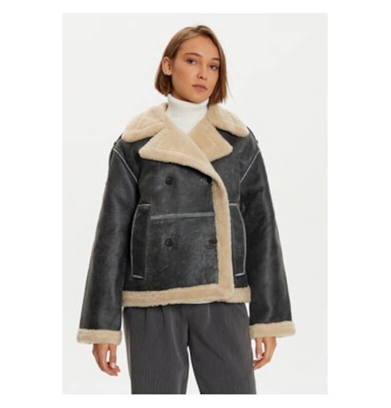 Дамско яке  Кожено - Естествена - Сив - Сив Karen by Simonsen