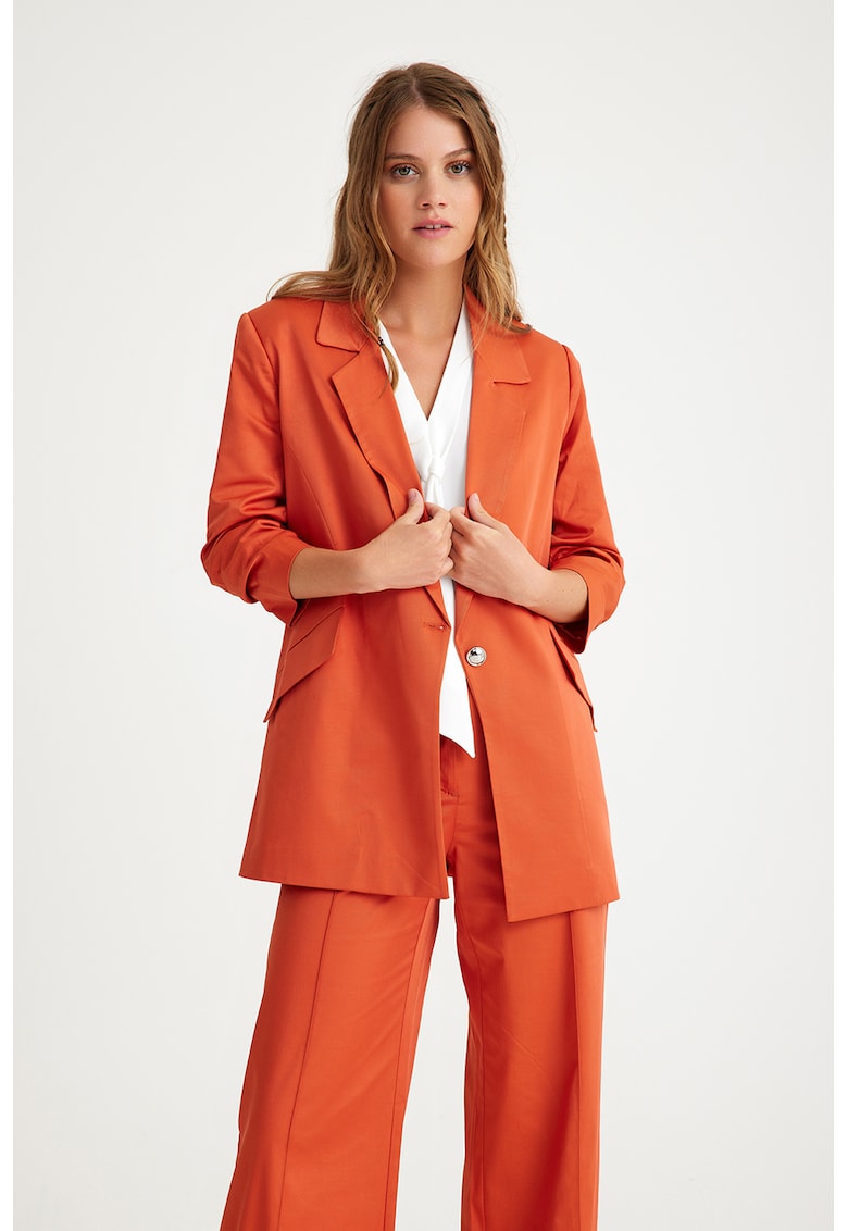 Дамско яке - Полиестер/Памук/Еластан - Оранжево - Оранжев Just Like You