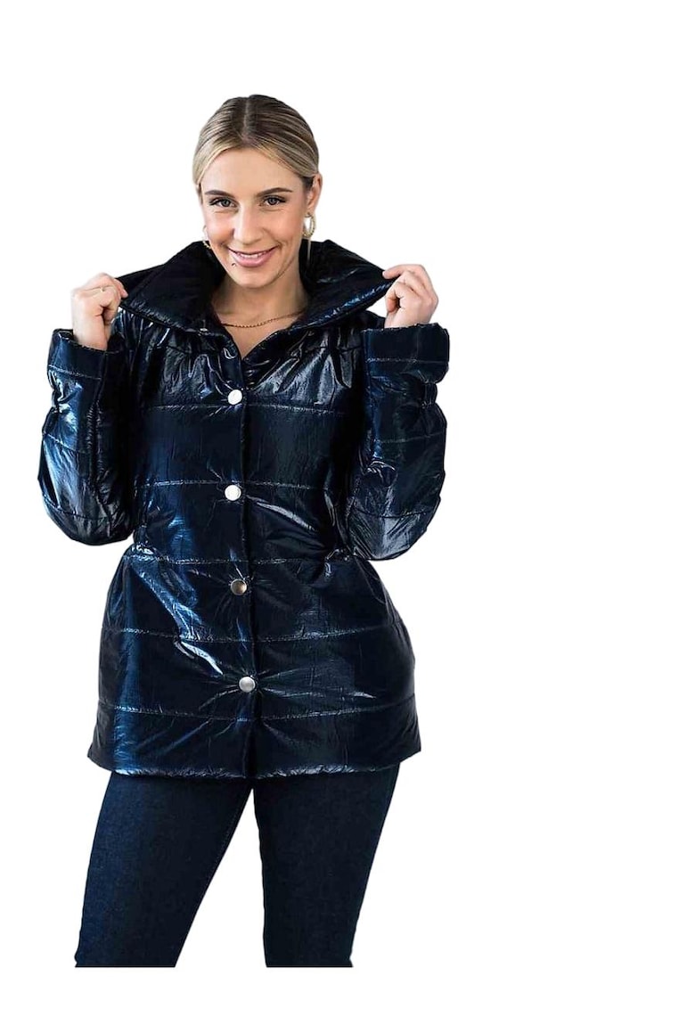 Дамско яке ватирано - висока яка - тъмносиньо - полиестер Figl