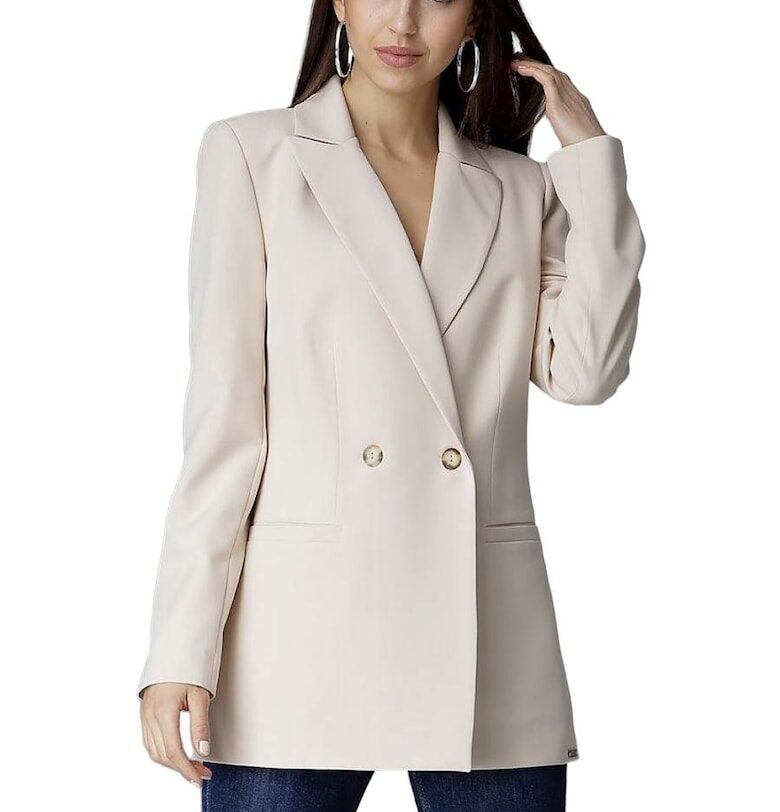 Дамско яке  елегантно - слим - V-образно деколте - бежово - полиестер/еластан - Figl