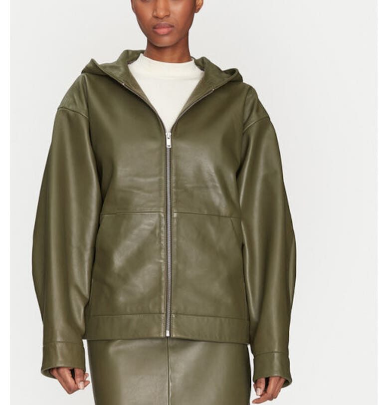 Дамско яке  от естествена кожа - зелено - Зелен 2ndday