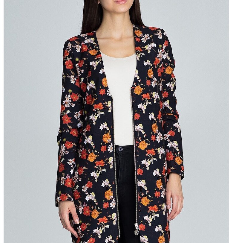 Дамско яке  флорално - черно - 100% полиестер - Figl