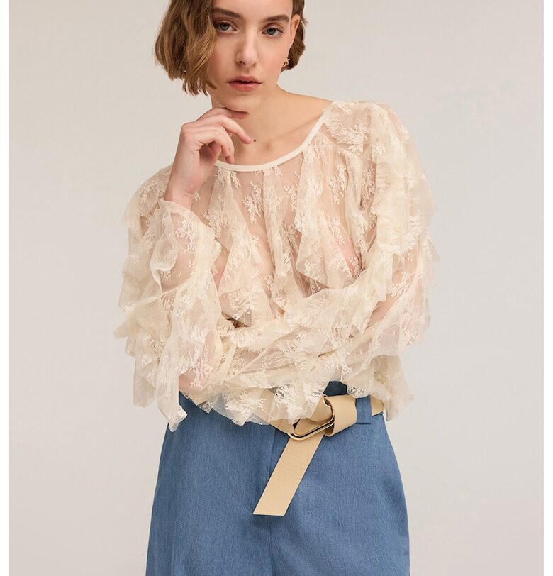 Дантелена блуза - Крем Motivi