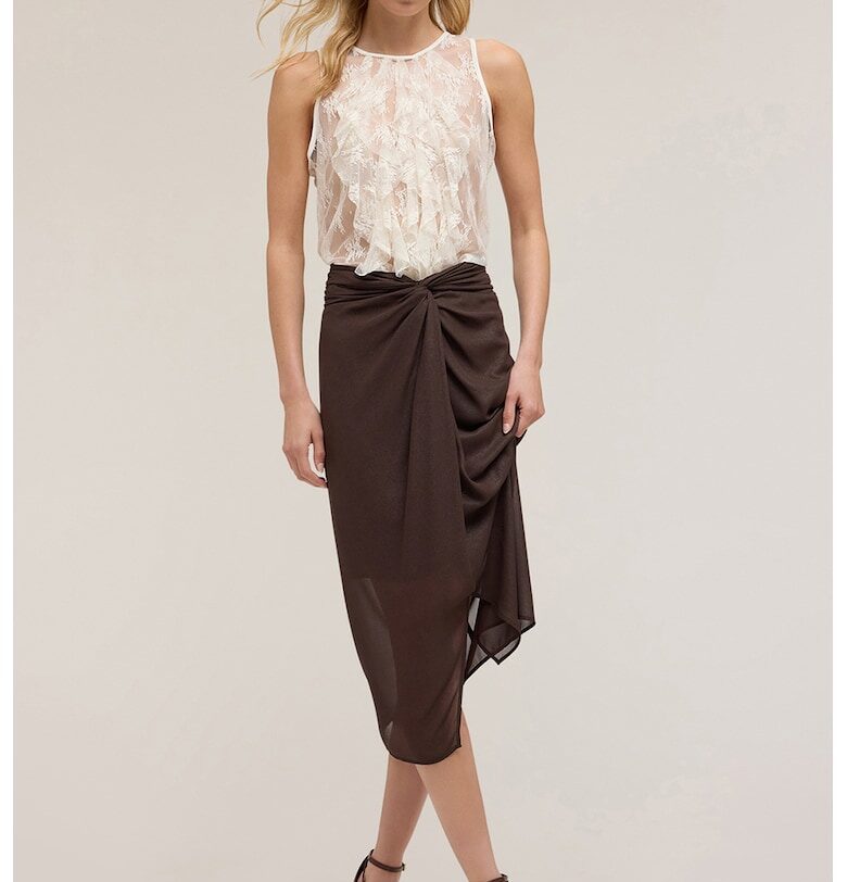 Дантелена блуза с набирания - Мръснобял Motivi