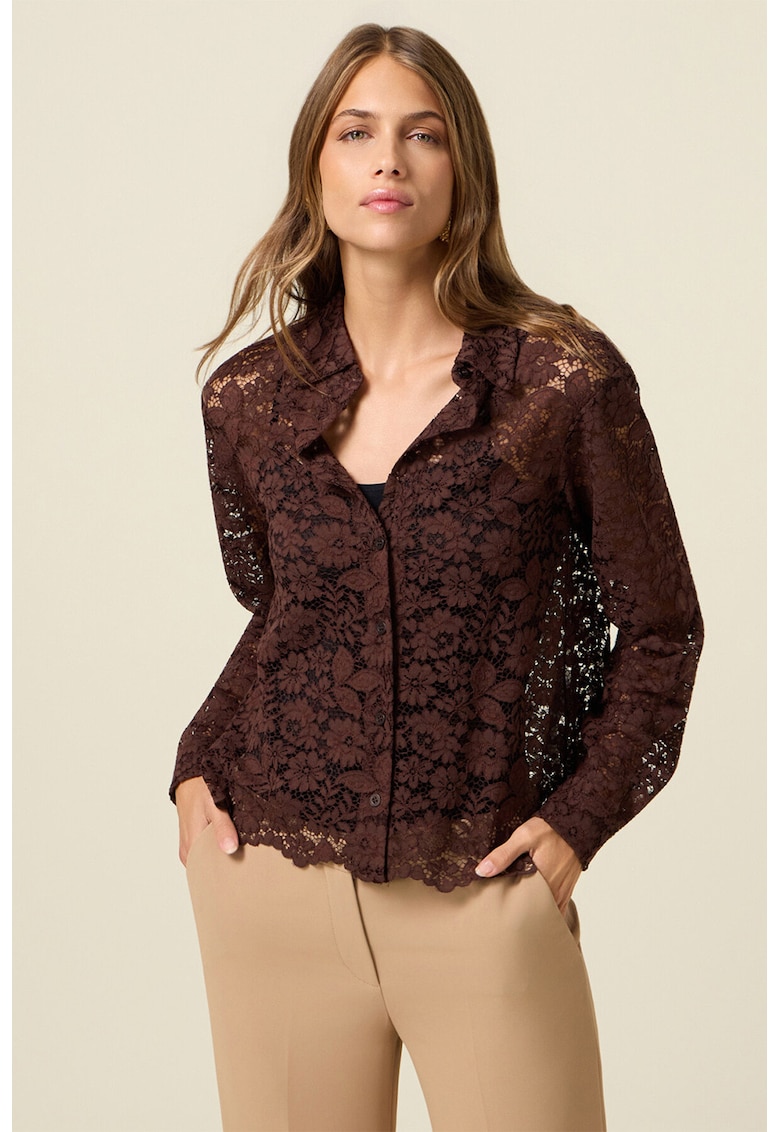 Дантелена риза - Тъмнокафяв Oltre
