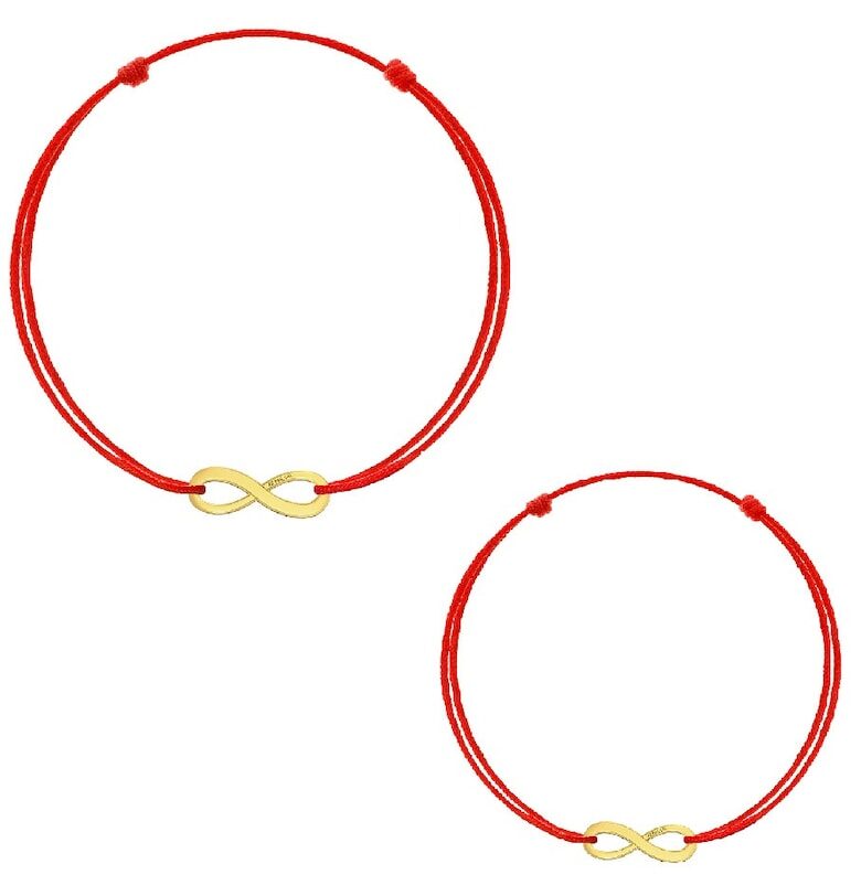 Две гривни Кабала - Майка и дете - със златен висулка 585 - 14К - Безкрайност e-Crystal