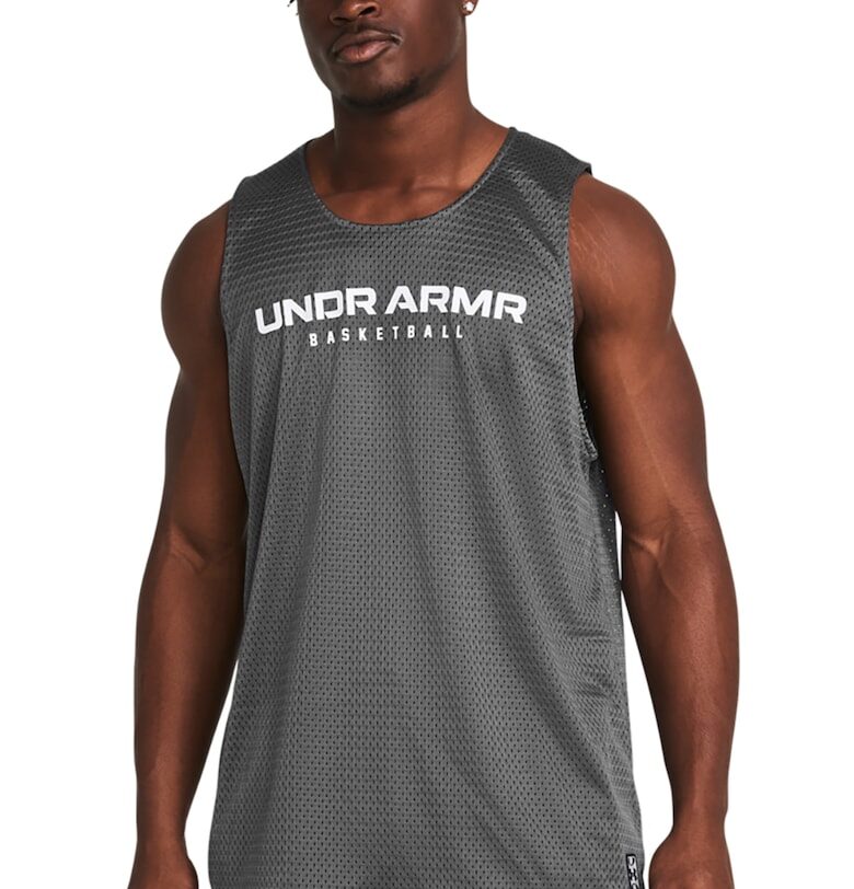 Двулицев баскетболен топ Baseline със светлоотразители - Черен/Сив Under Armour