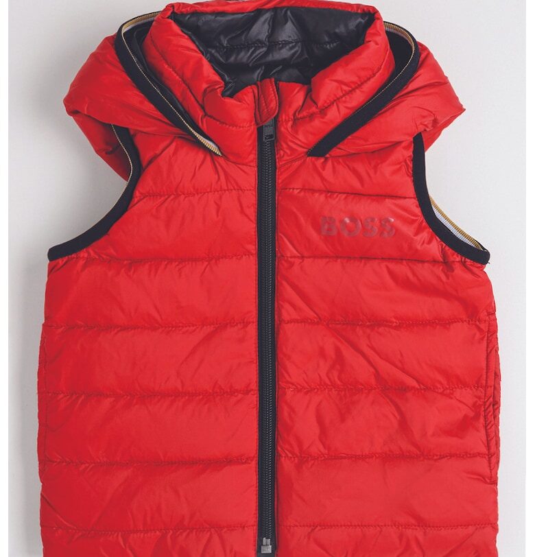 Двулицев елек с пухена вата - Тъмночервен BOSS Kidswear