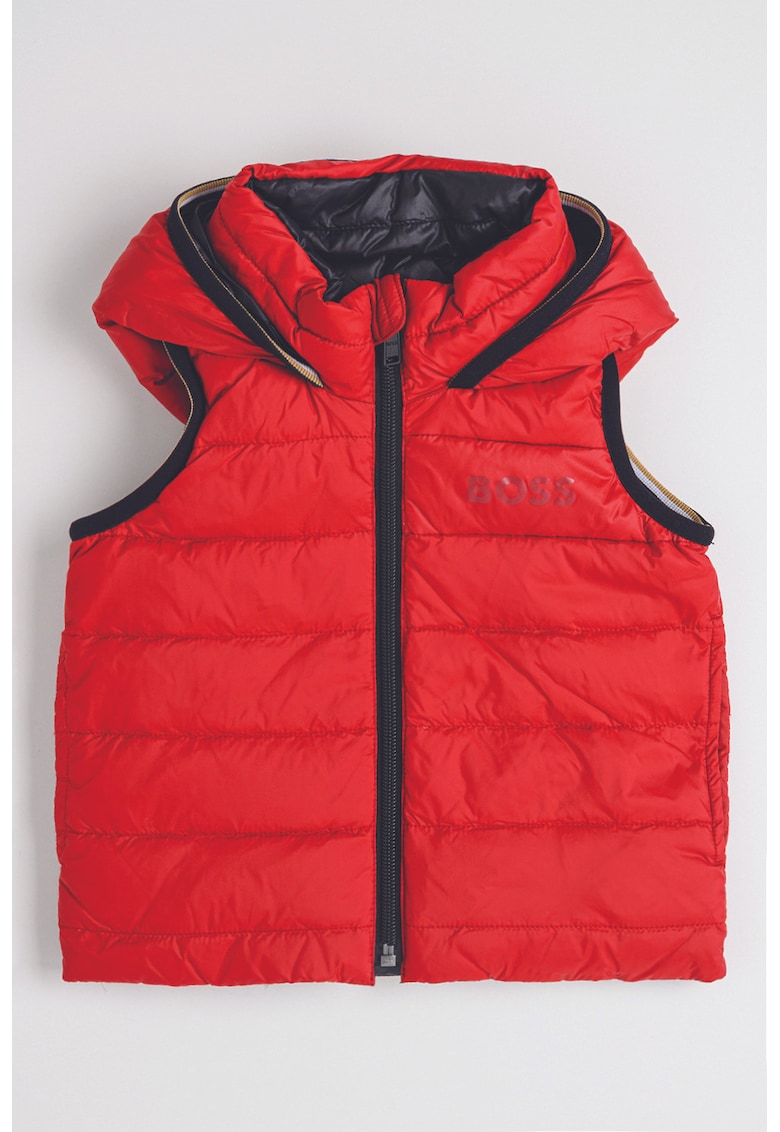 Двулицев елек с пухена вата - Тъмночервен BOSS Kidswear
