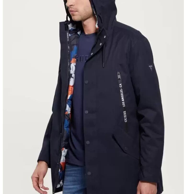 Двулицево зимно яке с капитониран дизайн - Бял/Оранжев/Син GUESS