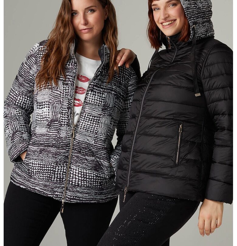 Двулицево зимно яке с качулка - Бял/Черен Fiorella Rubino