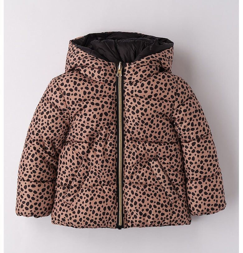 Двулицево зимно яке с качулка - Черен/Кафяв IDO