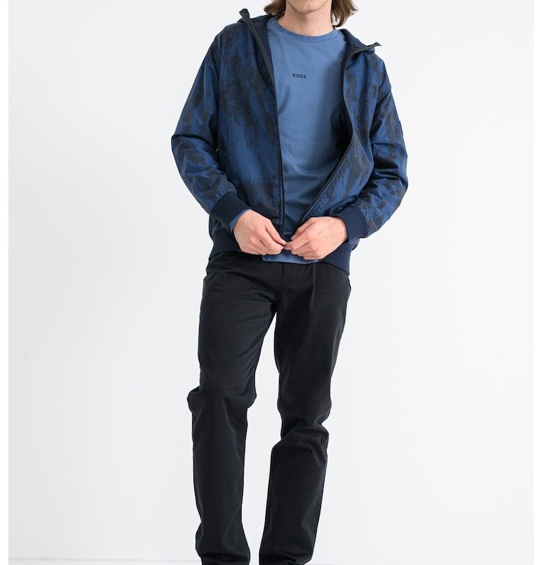 Двулицево яке Ze с качулка - Тъмносин BOSS