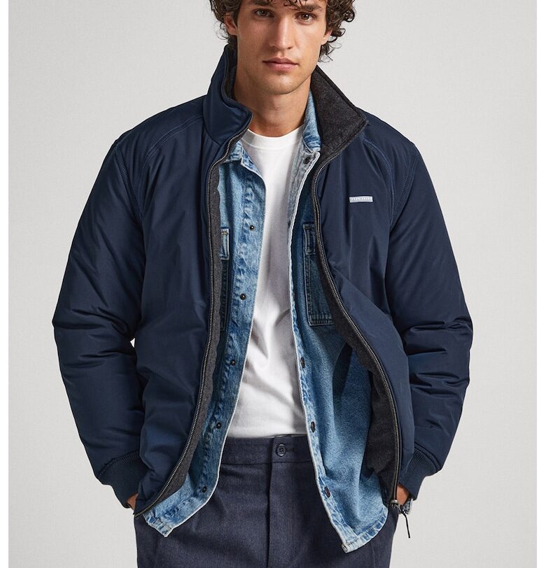 Двулицево яке бомбър с вълна - Меланж тъмно сиво Pepe Jeans London