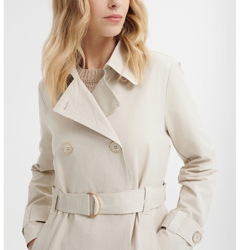 Двуреден тренч с колан - Крем GreenPoint