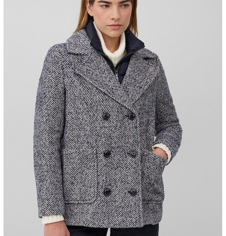 Двуредно палто с раздвоен ревер - Бял/Черен sOliver