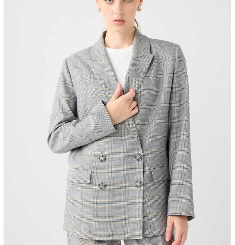 Двуредно сако на каре - Бял/Tъмносив JIMMY KEY