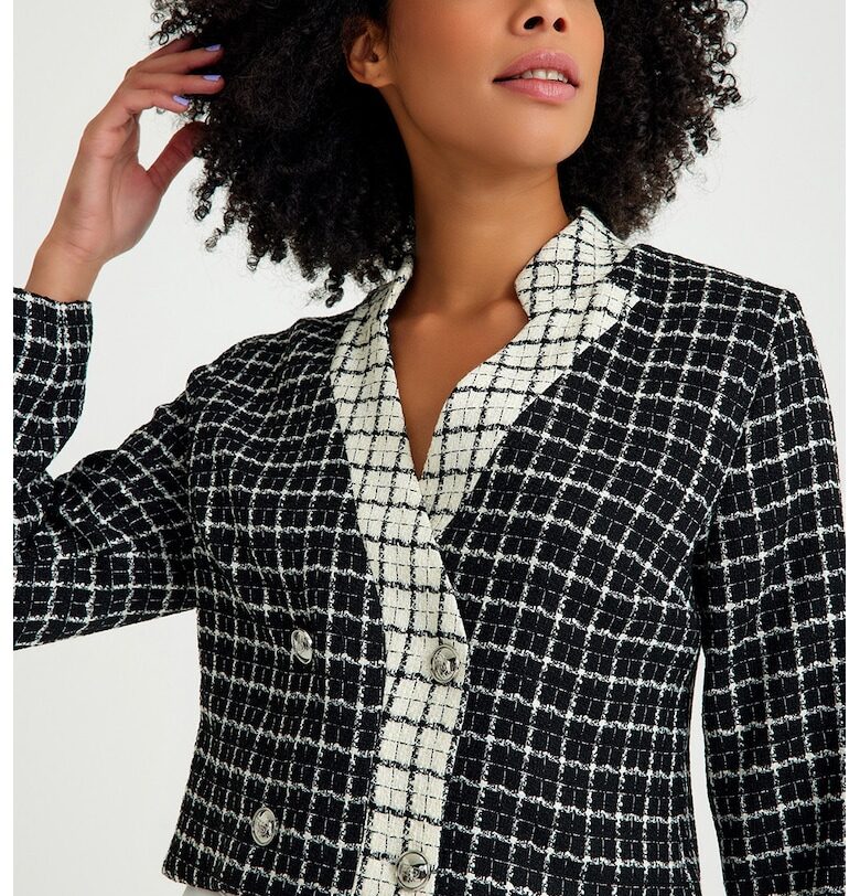 Двуредно сако от туид - Черен/Мръснобял Just Like You