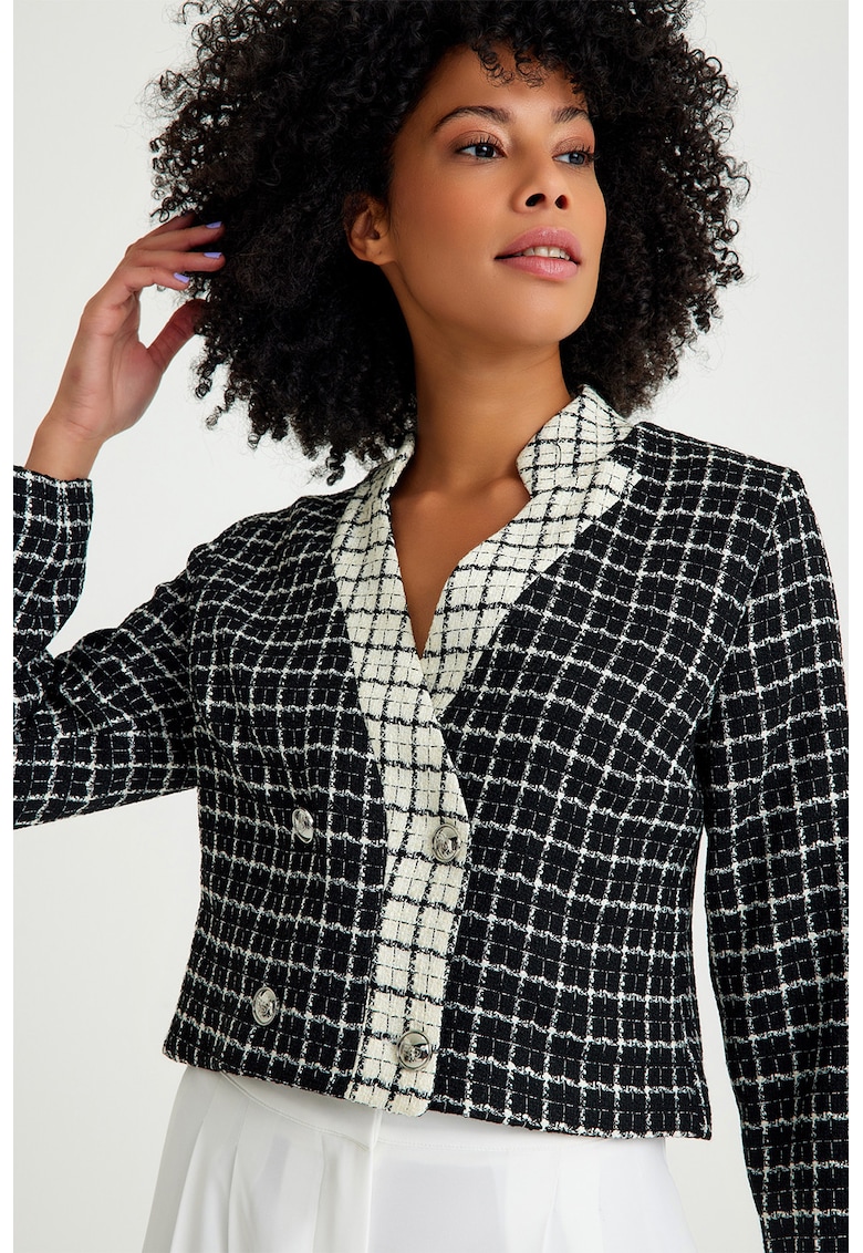 Двуредно сако от туид - Черен/Мръснобял Just Like You