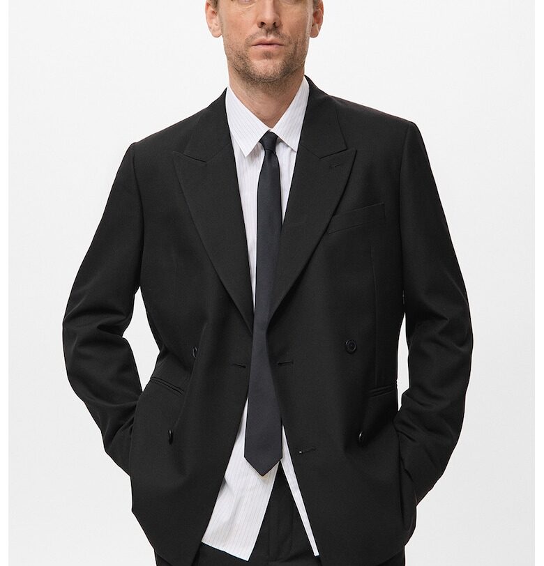 Двуредно сако с вълна - Черен Mango