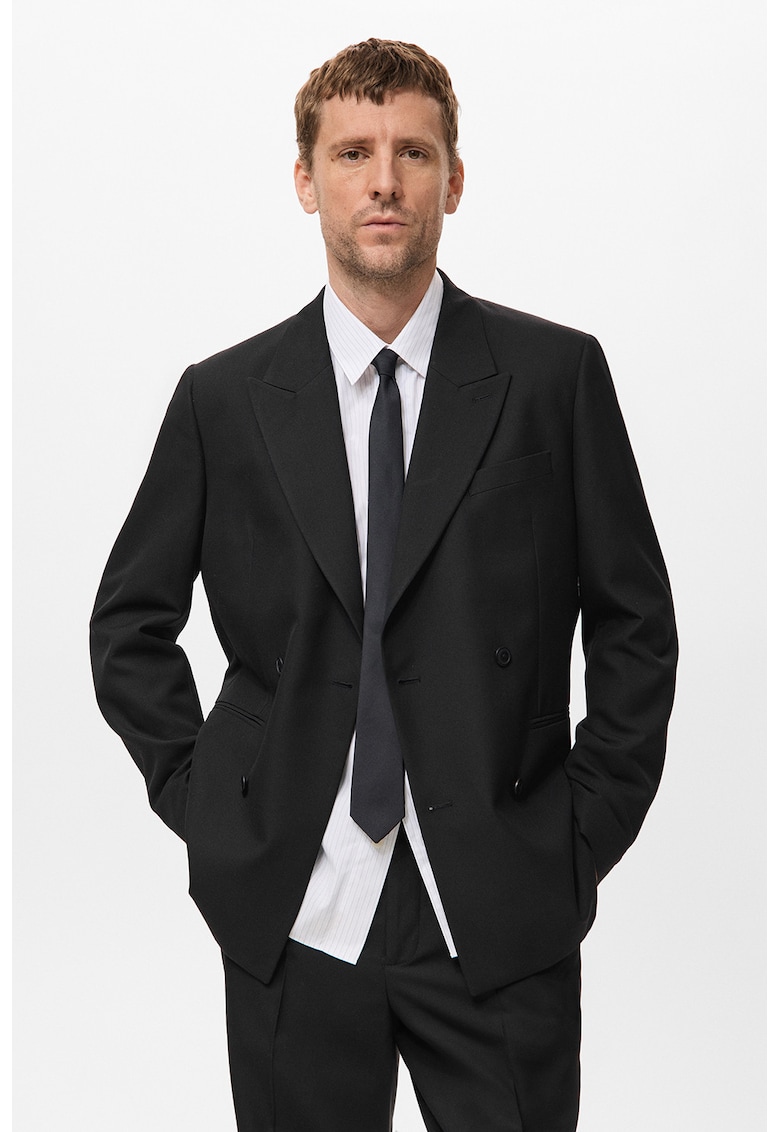 Двуредно сако с вълна - Черен Mango