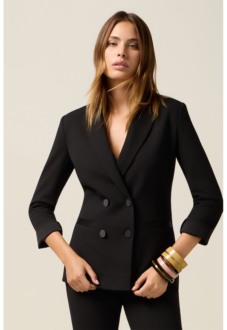 Двуредно сако с двойни ревери - Черен Oltre