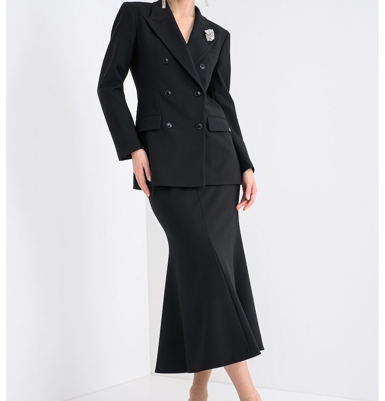 Двуредно сако с декоративни камъни - Черен HUGO