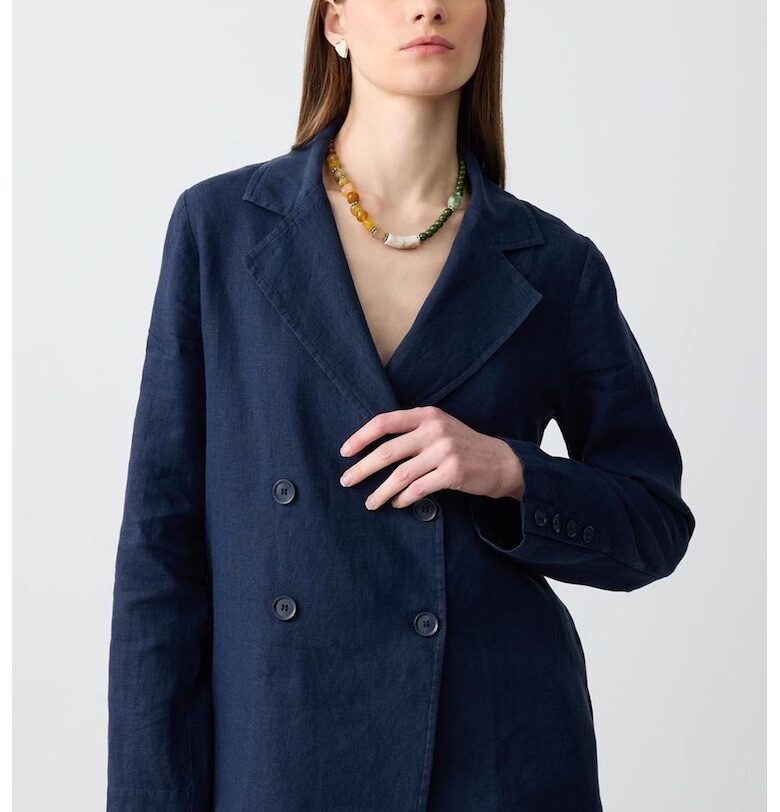 Двуредно сако с лен - Тъмносин JIMMY KEY