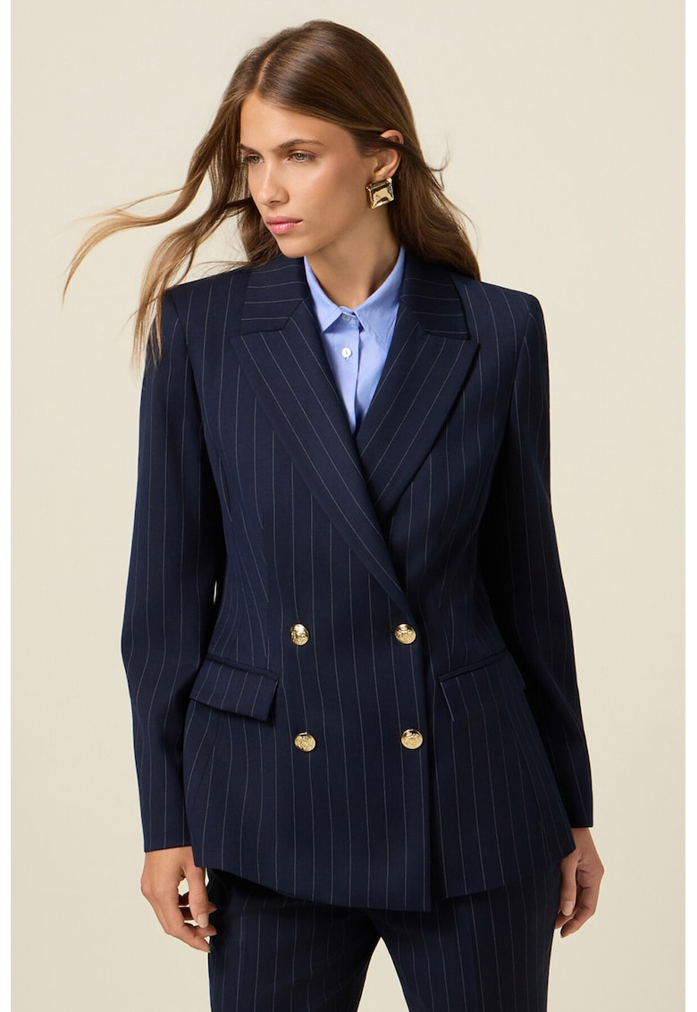 Двуредно сако със ситно райе - Ултрамарин синьо Oltre