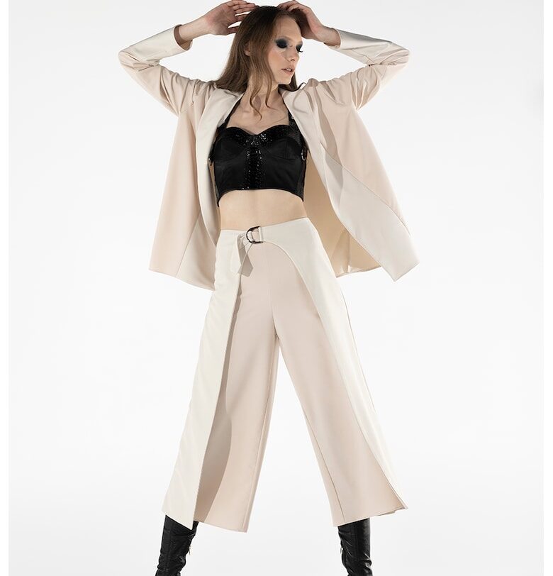 Двуцветно сако с отделящ се кожен колан AS Negulescu