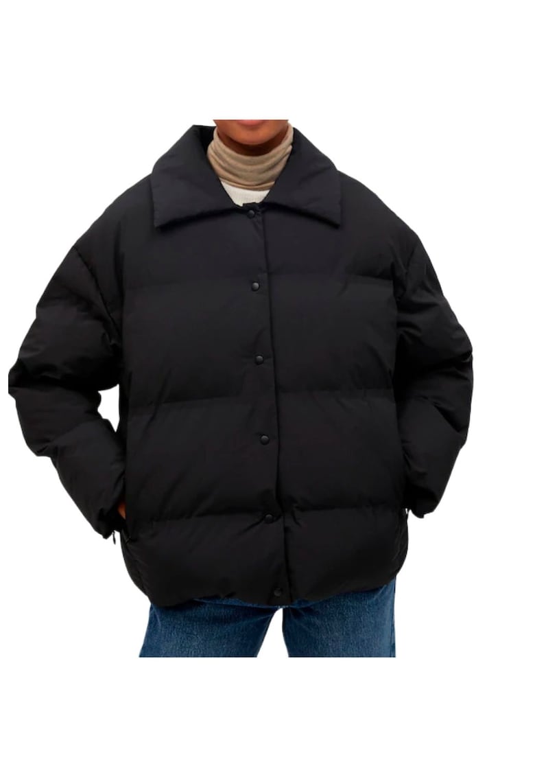 Дебело ватирано яке - черно - полиестер - за жени - Mango
