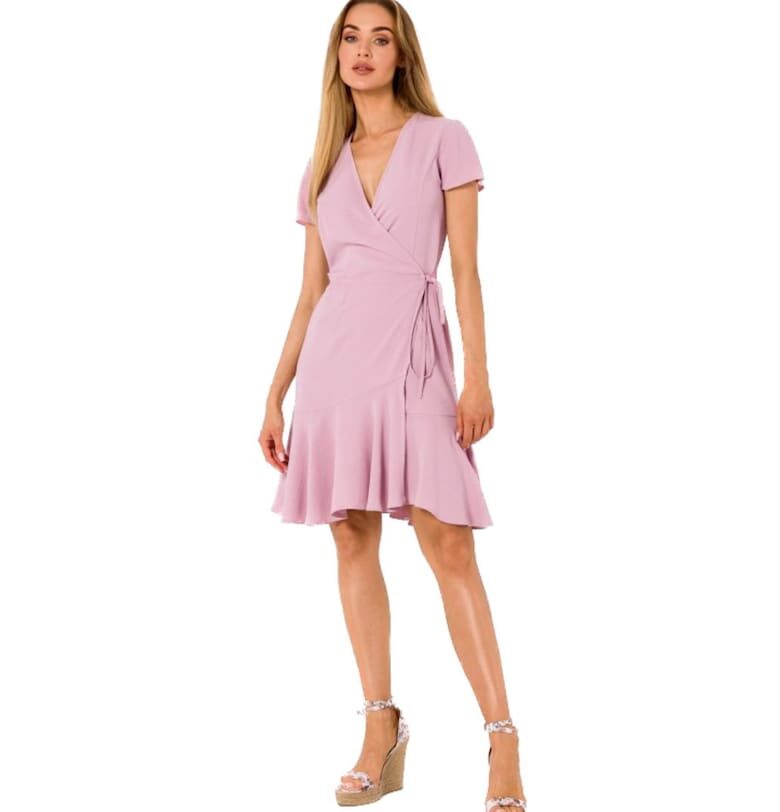 Декоративна рокля с волан - Розово MOE