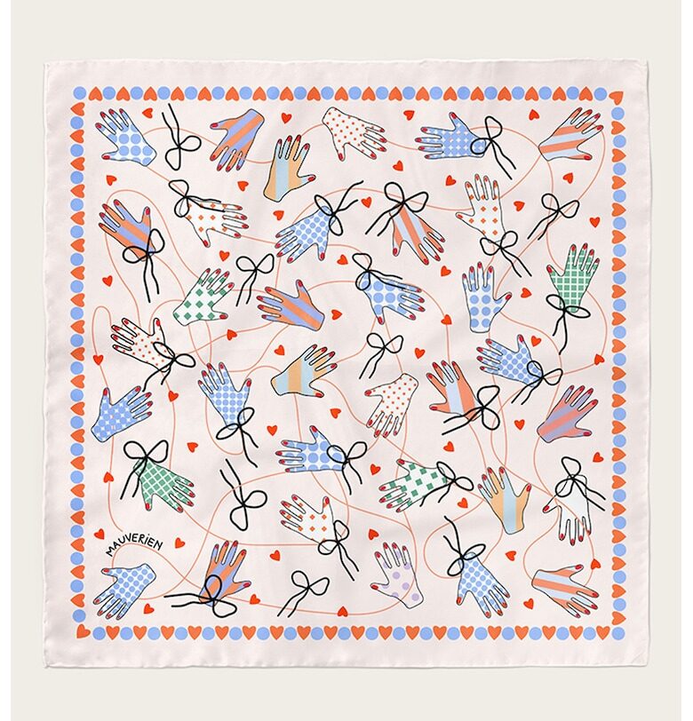 Десениран копринен шал Mauverien