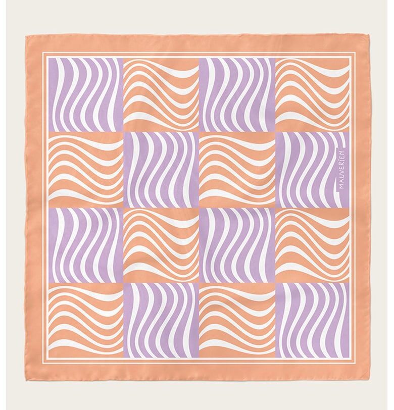 Десениран копринен шал - Персийски портокал/Лилав Mauverien