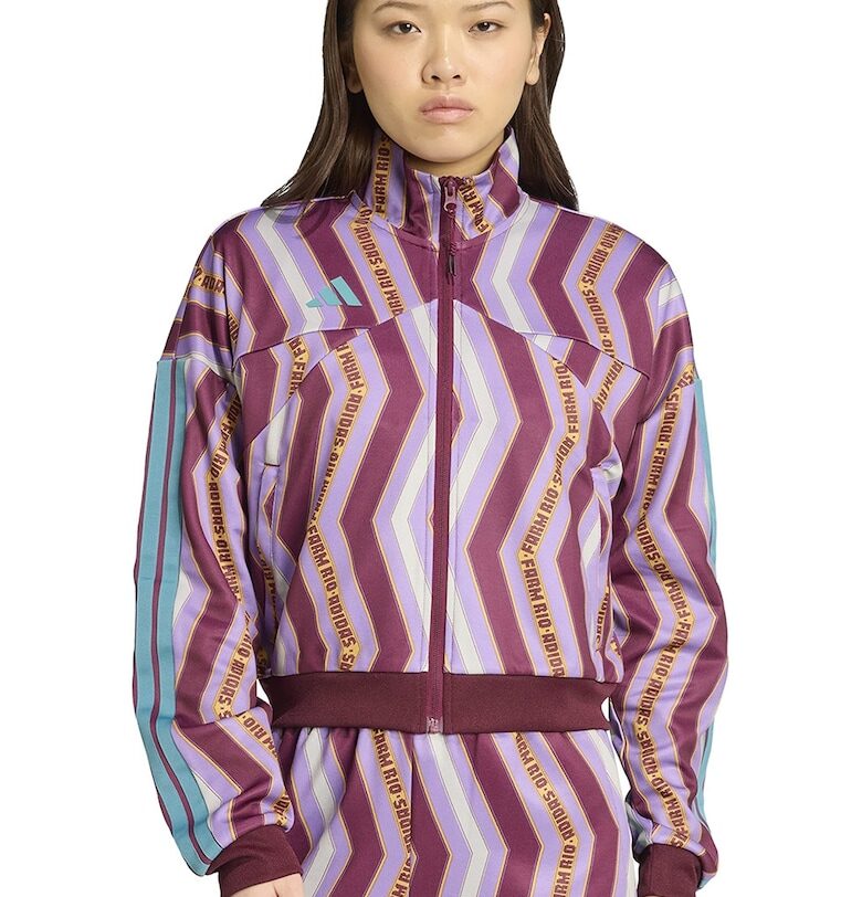 Десениран суитшърт с паднали ръкави - Малина/Лилав/Бял adidas Sportswear