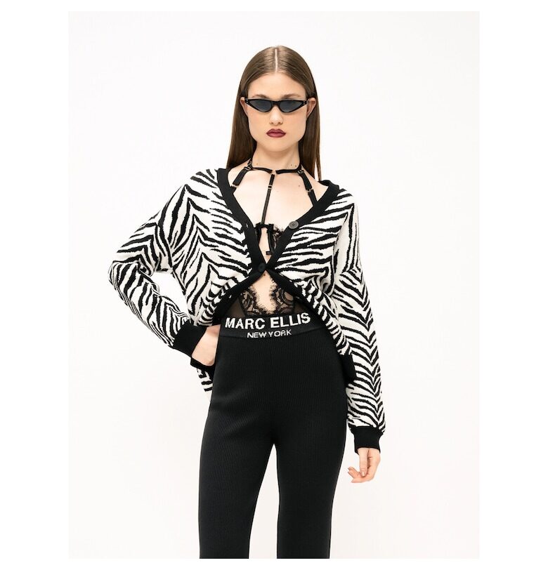 Десенирана жилетка - Бял/Черен Marc Ellis